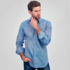 Camisa Corte Italiano Regular Fit Azul y blanco Micro cuadros
